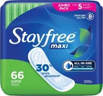 Stayfree Maxi Pads For Women, Super - 66 Count. Fixed Price $13.99.