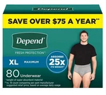 80 Count Depend Fresh Protection Maximum, Extra-large Adult Incontinence. Fixed Price $67.95.