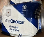 Medichoice Adult Briefs X-large Ultra White Disposable 10 Pack Wetness Indicator. Fixed Price $65.00.