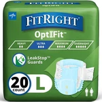 Fitright Adult Diapers, Ultra Heavy Absorbency, (waist Size 44IN-56IN), 20. Fixed Price $14.00.