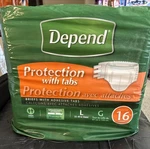 Depend Protection Adult Briefs With Tabs, Maximum, Large, 16 Count -. Fixed Price $14.59.