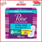 Poise Ultra Thin Incontinence Pads 3 Drop Light Absorbency Regular Length, 48 Ct. Fixed Price $12.98.