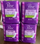 Poise Daily Liners Regular Lenght #2 Very Light Absorbency 8CT Each 4 Pack. Fixed Price $5.99.