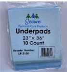 Secure Personal Care Products Underpads SP13150 23 X 36 In Count. Fixed Price $35.00.