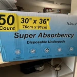 Wowflash Super Absorbency Disposable Underpads Blue 30 X 36 In 50 Count. Fixed Price $24.99.